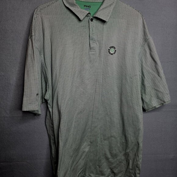 Ping Golf Polo Shirt Mens XL Performance Dynamic Green Gray Stripe Dri-Fit - Picture 1 of 5